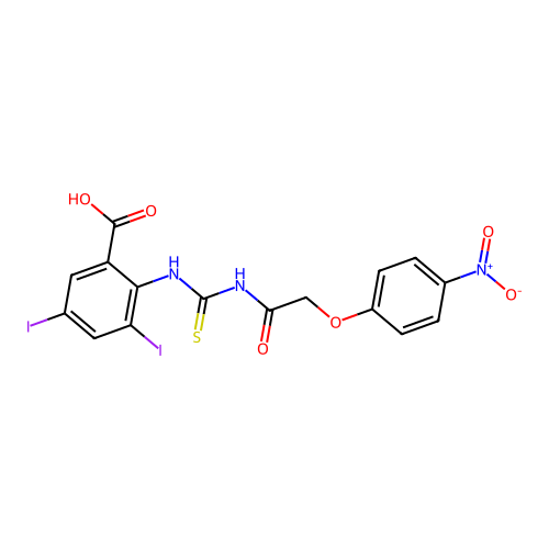 3,5-Diiodo-2-[[2-(4-nitrophenoxy)acetyl]carbamothioylamino]benzoic acid structure
