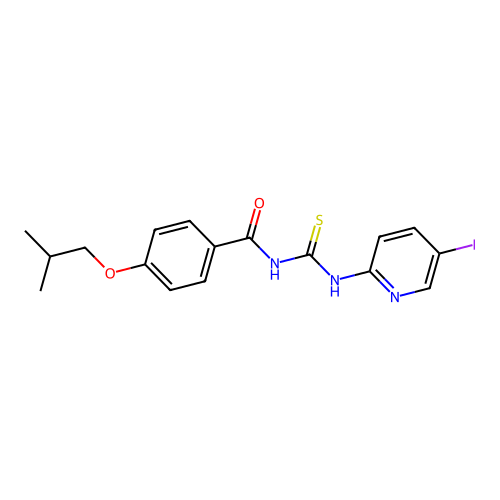 N-[(5-iodopyridin-2-yl)carbamothioyl]-4-(2-methylpropoxy)benzamide structure