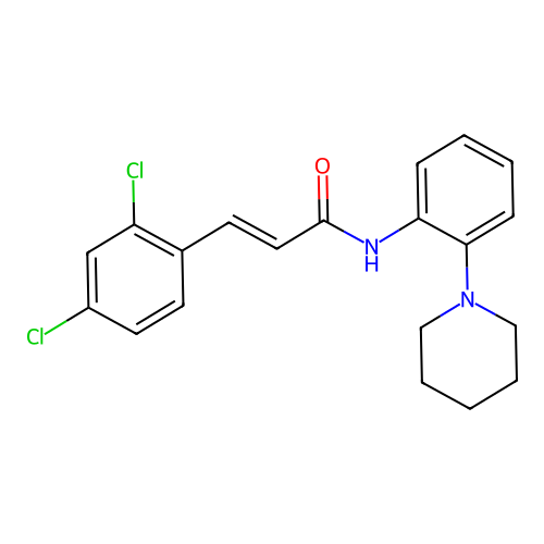 (2E)-3-(2,4-dichlorophenyl)-N-[2-(piperidin-1-yl)phenyl]prop-2-enamide structure
