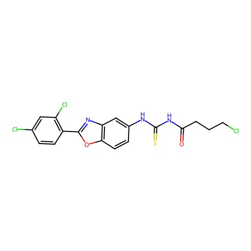 4-chloro-N-{[2-(2,4-dichlorophenyl)-1,3-benzoxazol-5-yl]carbamothioyl}butanamide structure