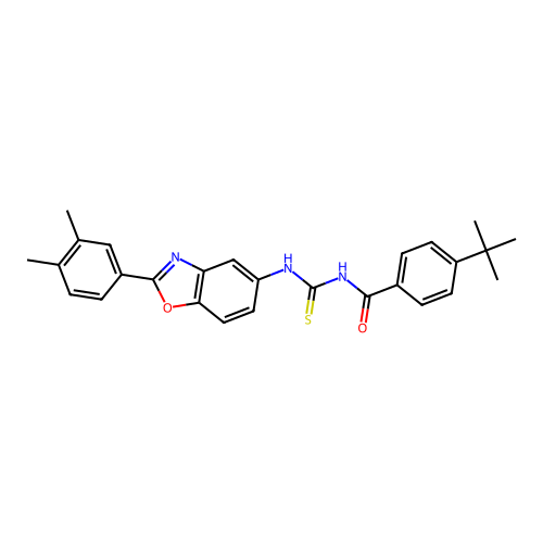 4-(tert-butyl)-N-((2-(3,4-dimethylphenyl)benzo[d]oxazol-5-yl)carbamothioyl)benzamide structure