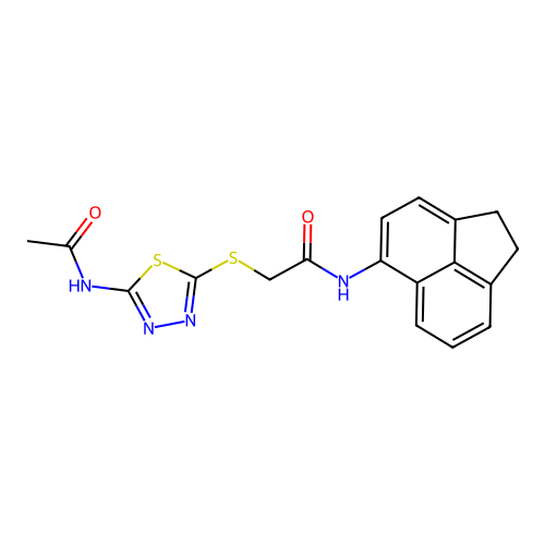 2-((5-acetamido-1,3,4-thiadiazol-2-yl)thio)-N-(1,2-dihydroacenaphthylen-5-yl)acetamide structure