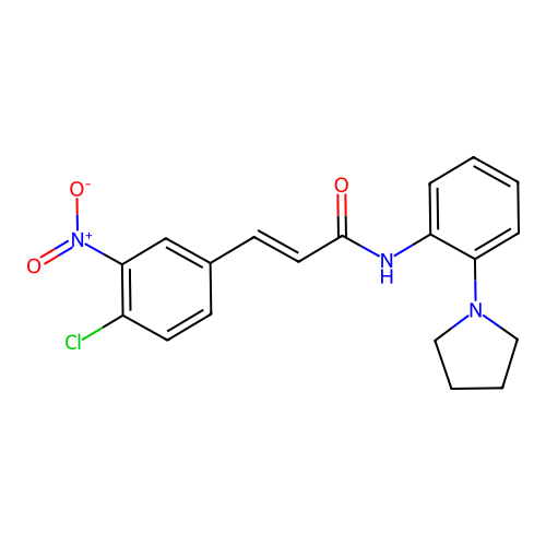 (2E)-3-(4-chloro-3-nitrophenyl)-N-[2-(pyrrolidin-1-yl)phenyl]prop-2-enamide structure