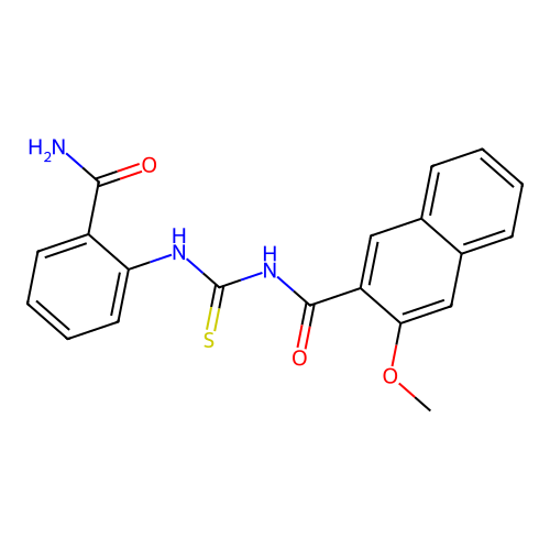N-[(2-carbamoylphenyl)carbamothioyl]-3-methoxynaphthalene-2-carboxamide structure