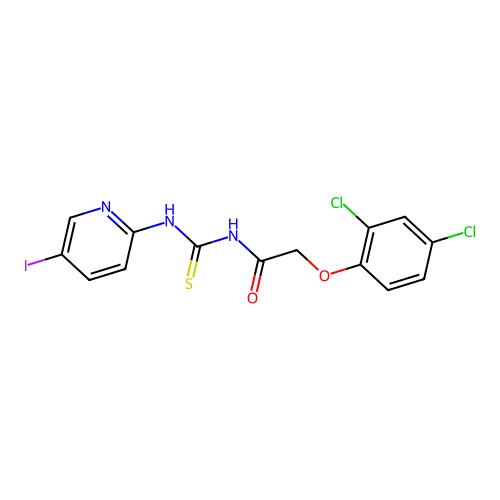 2-(2,4-dichlorophenoxy)-N-[(5-iodopyridin-2-yl)carbamothioyl]acetamide structure