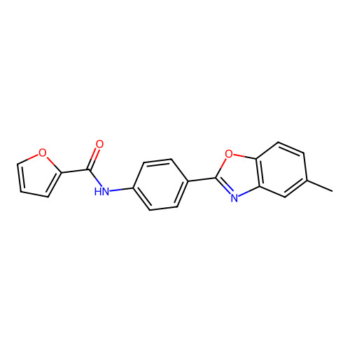N-[4-(5-methyl-1,3-benzoxazol-2-yl)phenyl]furan-2-carboxamide structure