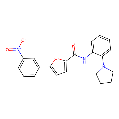 5-(3-nitrophenyl)-N-[2-(pyrrolidin-1-yl)phenyl]furan-2-carboxamide structure