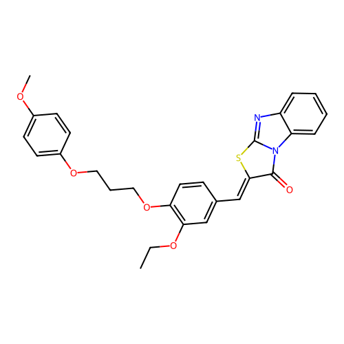 (Z)-2-(3-ethoxy-4-(3-(4-methoxyphenoxy)propoxy)benzylidene)benzo[4,5]imidazo[2,1-b]thiazol-3(2H)-one structure