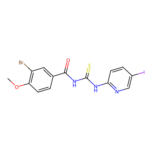 3-bromo-N-[(5-iodopyridin-2-yl)carbamothioyl]-4-methoxybenzamide structure