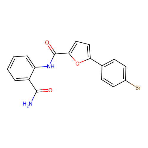 5-(4-bromophenyl)-N-(2-carbamoylphenyl)furan-2-carboxamide structure