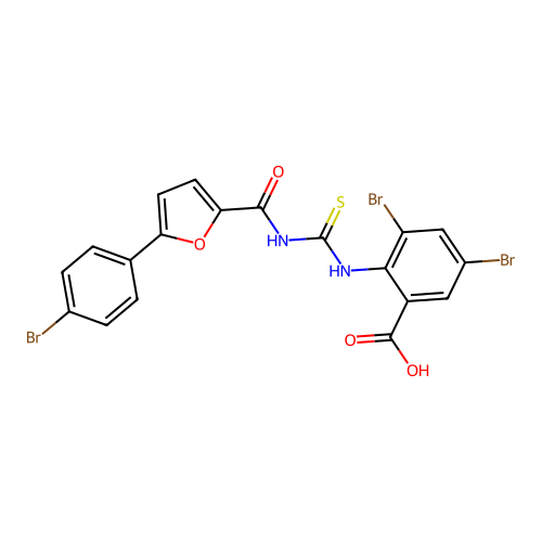 3,5-DIBROMO-2-[[[[[5- -2-FURANYL]CARBONYL]AMINO]THIOXOMETHYL]AMINO]-BENZOICACID structure