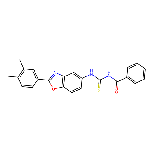 N-{[2-(3,4-dimethylphenyl)-1,3-benzoxazol-5-yl]carbamothioyl}benzamide structure