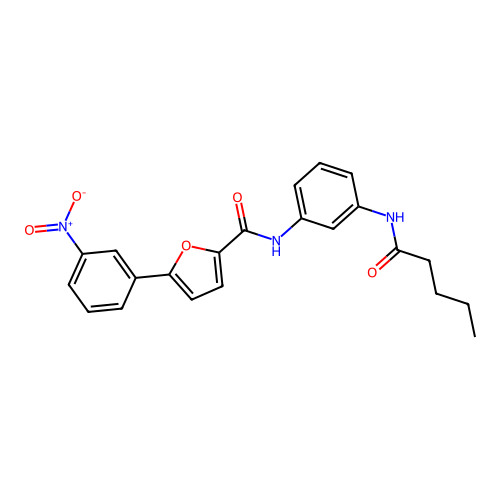 5-(3-nitrophenyl)-N-[3-(pentanoylamino)phenyl]furan-2-carboxamide structure