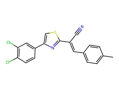 (E)-2-[4-(3,4-dichlorophenyl)-1,3-thiazol-2-yl]-3-(4-methylphenyl)prop-2-enenitrile structure