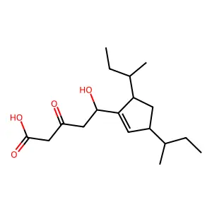 1-Cyclopentene-1-pentanoic acid, delta-hydroxy-3,5-bis(1-methylpropyl)-beta-oxo- structure