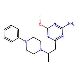 1,3,5-Triazin-2-amine, 4-methoxy-6-(2-(4-phenyl-1-piperazinyl)propyl)- structure