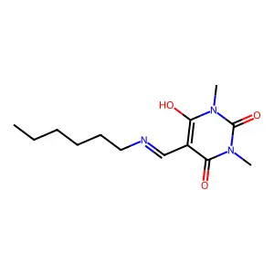 5-Hexylaminomethylene-1,3-dimethyl-pyrimidine-2,4,6-trione structure