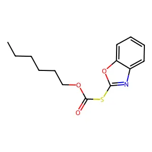 (1,3-Benzoxazol-2-ylthio)formic acid hexyl ester structure