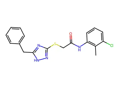 2-[(5-benzyl-1H-1,2,4-triazol-3-yl)sulfanyl]-N-(3-chloro-2-methylphenyl)acetamide structure