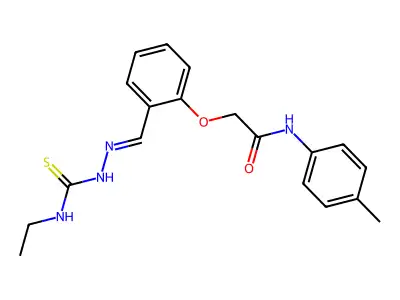2-[2-[(ethylcarbamothioylhydrazinylidene)methyl]phenoxy]-N-(4-methylphenyl)acetamide structure