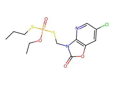 Dithiophosphorsaeure O-aethyl-S-propyl-S-(oxazolo(4,5-b)pyridin-2(3H)-on-3-yl)-methyl-ester structure