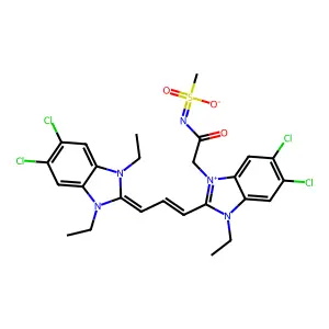 1H-Benzimidazolium,5,6-dichloro-2-[3-(5,6-dichloro-1,3-diethyl-1,3-dihydro-2H-benzimidazol-2-ylidene)-1-propen-1-yl]-1-ethyl-3-[2-[(methylsulfonyl)amino]-2-oxoethyl]-,inner salt structure