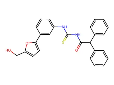 N-[[3-[5-(hydroxymethyl)furan-2-yl]phenyl]carbamothioyl]-2,2-diphenylacetamide structure