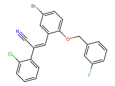 3-[5-bromo-2-[(3-fluorophenyl)methoxy]phenyl]-2-(2-chlorophenyl)prop-2-enenitrile structure