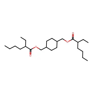Cyclohexane-1,4-diylbismethylene bis(2-ethylhexanoate) structure