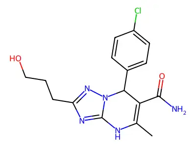7-(4-chlorophenyl)-2-(3-hydroxypropyl)-5-methyl-4,7-dihydro[1,2,4]triazolo[1,5-a]pyrimidine-6-carboxamide structure