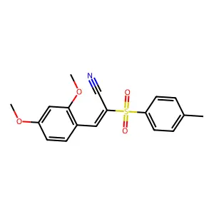 (Z)-3-(2,4-dimethoxyphenyl)-2-(4-methylphenyl)sulfonylprop-2-enenitrile structure