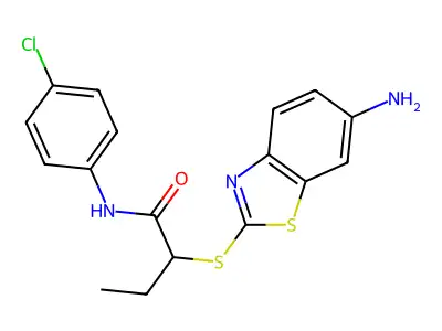 2-[(6-amino-1,3-benzothiazol-2-yl)sulfanyl]-N-(4-chlorophenyl)butanamide structure