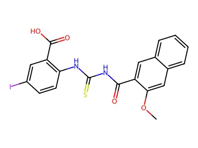 5-Iodo-2-[(3-methoxynaphthalene-2-carbonyl)carbamothioylamino]benzoic acid structure