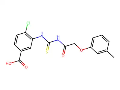 4-Chloro-3-[[[[(3-methylphenoxy)acetyl]amino]thioxomethyl]amino]-benzoic acid structure