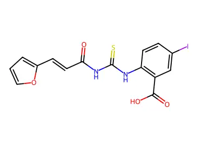 2-[3-(2-furyl)prop-2-enoylthiocarbamoylamino]-5-iodo-benzoic Acid structure