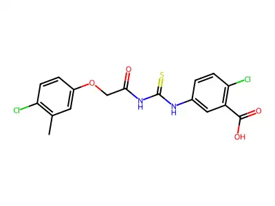 2-Chloro-5-[[[[(4-chloro-3-methylphenoxy)acetyl ]amino]thioxomethyl ]amino]-benzoic acid structure