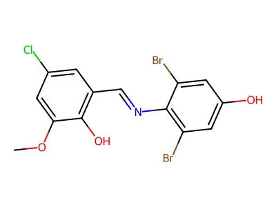 Phenol, 4-chloro-2-[[(2,6-dibromo-4-hydroxyphenyl)imino]methyl]-6-methoxy- structure