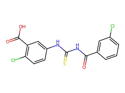2-Chloro-5-({[(3-chlorophenyl)carbonyl]carbamothioyl}amino)benzoic acid structure