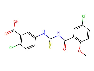 2-Chloro-5-[(5-chloro-2-methoxybenzoyl)carbamothioylamino]benzoic acid structure