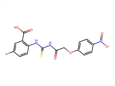 5-Iodo-2-[[[[(4-nitrophenoxy)acetyl]amino]thioxomethyl]amino]-benzoic acid structure