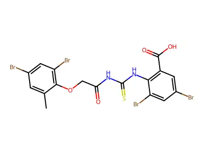 3,5-dibromo-2-[[2-(2,4-dibromo-6-methyl-phenoxy)acetyl]thiocarbamoylamino]benzoic Acid structure