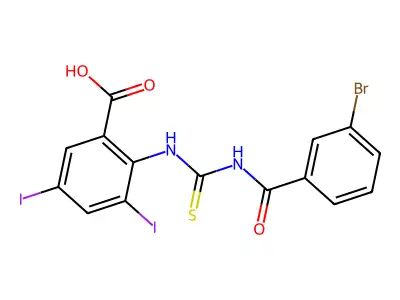 2-[(3-Bromobenzoyl)carbamothioylamino]-3,5-diiodobenzoic acid structure