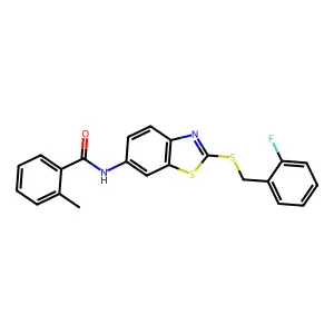 N-{2-[(2-fluorobenzyl)sulfanyl]-1,3-benzothiazol-6-yl}-2-methylbenzamide structure