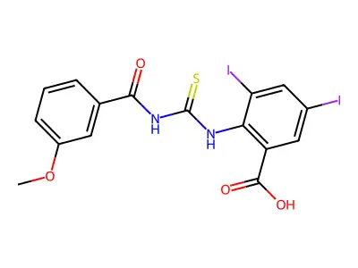 3,5-Diiodo-2-[(3-methoxybenzoyl)carbamothioylamino]benzoic acid structure