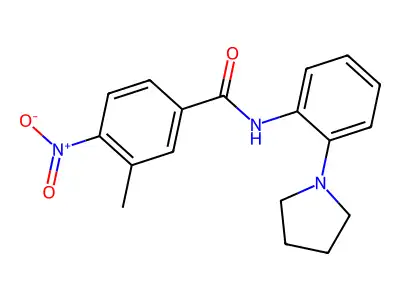 3-methyl-4-nitro-N-(2-pyrrolidin-1-ylphenyl)benzamide structure