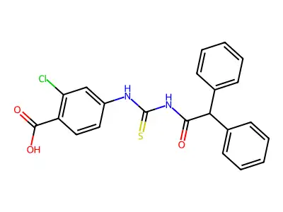 2-Chloro-4-{[(diphenylacetyl)carbamothioyl]amino}benzoic acid structure