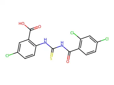 5-Chloro-2-[[[(2,4-dichlorobenzoyl)amino]thioxomethyl]amino]-benzoic acid structure
