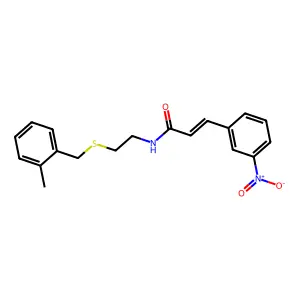 (E)-N-[2-[(2-methylphenyl)methylsulfanyl]ethyl]-3-(3-nitrophenyl)prop-2-enamide structure