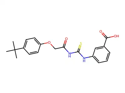 3-[[2-(4-tert-butylphenoxy)acetyl]carbamothioylamino]benzoic acid structure