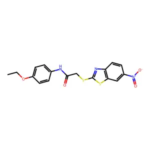 N-(4-ethoxyphenyl)-2-[(6-nitro-1,3-benzothiazol-2-yl)sulfanyl]acetamide structure